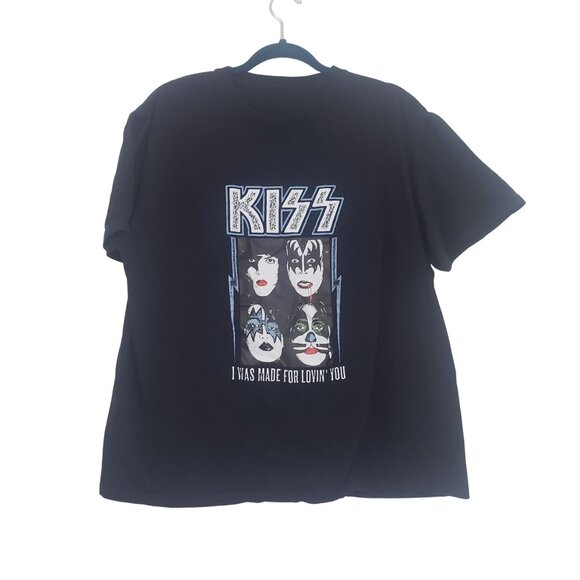 Kiss Unisex I Was Made For Lovin You Graphic Band T Shirt Size L Short Sleeve - Picture 1 of 5